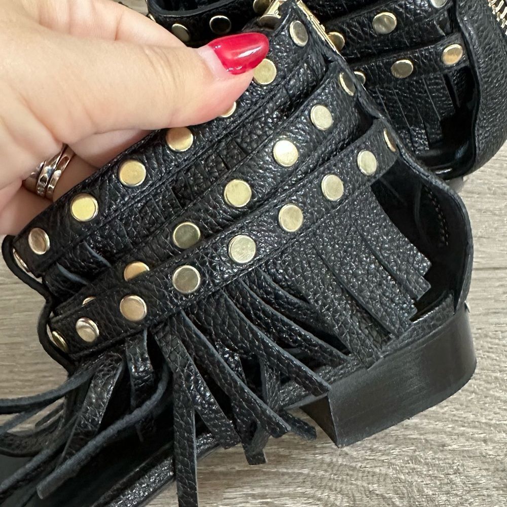 Burberry Gladiator Black Leather Studded Sandals Made in Italy, Size 38 - Picture 10 of 10